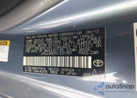 2012 Scion Iq из США, поврежденный, VIN JTNJJXB05CJ021301